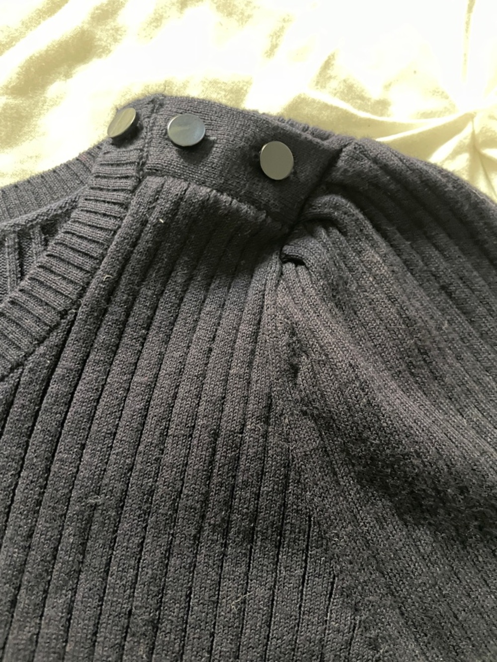 Talbots Navy Short-Sleeve Ribbed Crewneck Sweater - Picture 5 of 6